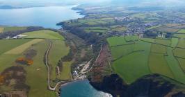 Aerial view of Dinas Head.