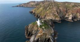 Aerial view of South Stack Lighthouse.