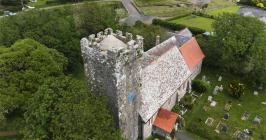 Aerial view of St Mary's, Angle, Pembrokeshire.