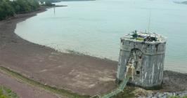 Aerial view of the West Guntower, Pembroke Dock.