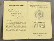 1946 UNESCO 1st Conference Paris Pass - Rev...