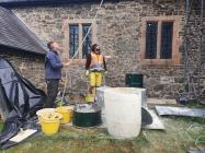 Repointing and parging of the church tower, St...