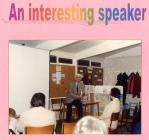 Speaker in the church hall. St. Peter's...