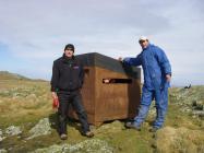 Building bird hide on Skomer Island, 2006