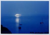 Cruise ship at night off Skomer Island, May 1992