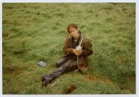 Sarah Anthony conducting research, Skomer...