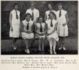 Ocean Ladies Tennis team shown in the Ocean and...