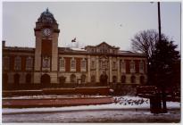 Barry Council Offices and Library in the snow