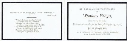 William Lloyd 1901, Halkyn. Memorial Card