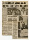 Newspaper article 'Felinfach demands hope...