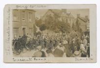 Postcard image of the Llandilo Volunteers going...