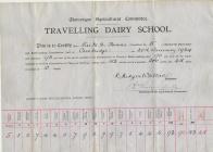 Travelling Dairy School certificate 1924