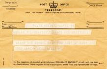 Telegram to John Morgan from his school. 1963